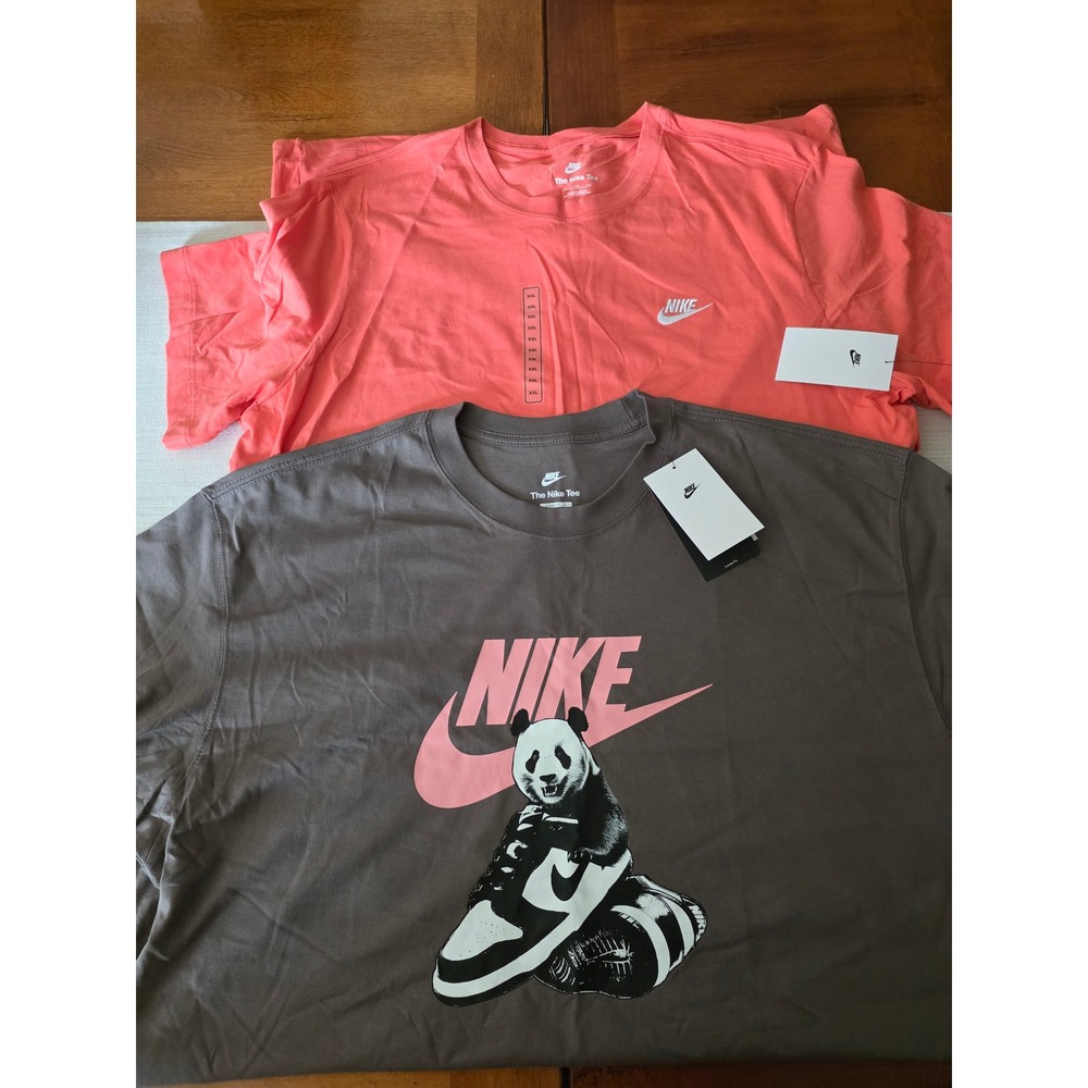 Nike Graphic T-Shirt Bundle Mens XXL Panda Dunk Grey & Coral Pink 2PK
